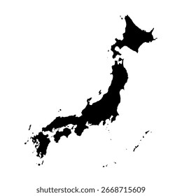 Mapa negro do Japão, ilustração vetorial das fronteiras nacionais do Japão. Mapa japonês.