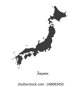Black map of Japan for your design, concept Illustration.