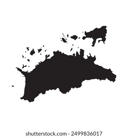Black map of Kagawa prefecture isolated on white background. Vector illustration