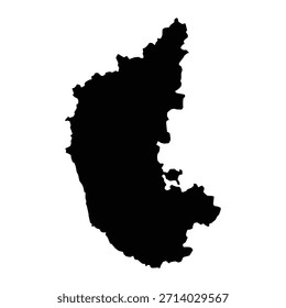 Mapa preto de Karnataka isolado no fundo branco. Ilustração vetorial