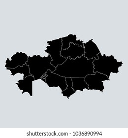 Black Map of Kazakhstan