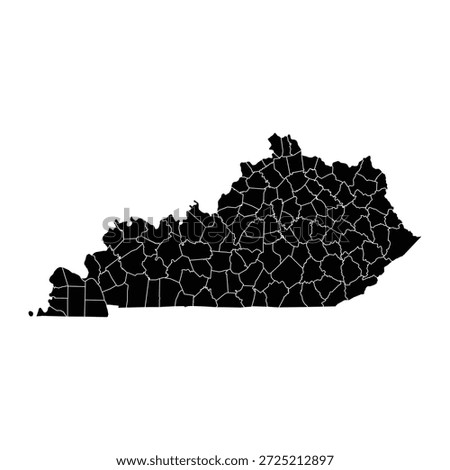 Black map of Kentucky isolated on white background. Vector illustration