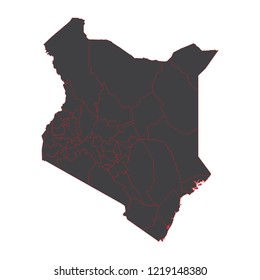 black map of Kenya
