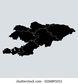 Black Map of Kyrgyzstan