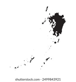 Black map of Kyushu region isolated on white background. Vector illustration 