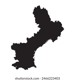 Black map of Languedoc-Roussillon province. Vector illustration