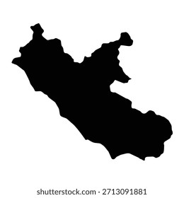 Mapa preto de Lazio isolado no fundo branco. Ilustração vetorial