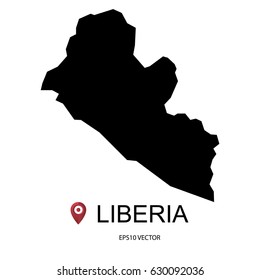 Black map of LIBERIA. Vector illustration eps 10.