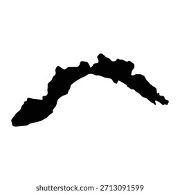 Schwarze Karte von Ligurien einzeln auf weißem Hintergrund. Vektorgrafik