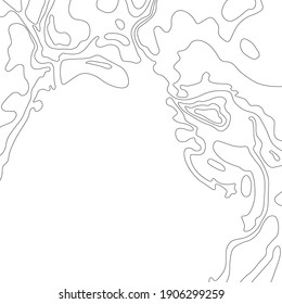 Black map line of topography. Mountain hiking.Topographic map concept with space for your copy. 3D Cartography concept background. Map mockup infographics.World map Template. Stock vector illustration