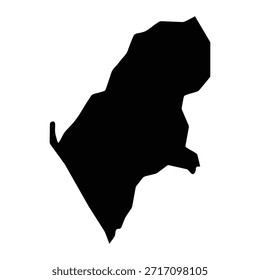 Mapa negro de Luanda isolado sobre fundo branco. Ilustração vetorial
