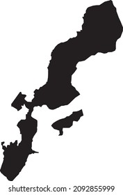Black map of Lugano, Switzerland