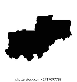 Mapa negro de Lunda Norte aislado sobre fondo blanco. Ilustración vectorial