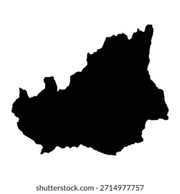 Schwarze Karte von Lunda Sul einzeln auf weißem Hintergrund. Vektorgrafik