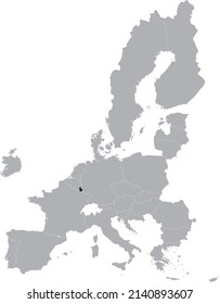 Black Map of Luxembourg within the gray map of European Union