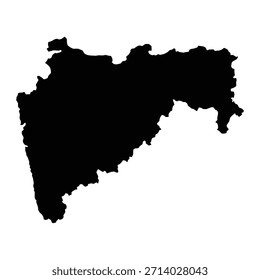 Mapa negro de Maharashtra aislado sobre fondo blanco. Ilustración vectorial