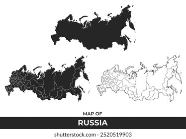 Black map of Malaysia flat and outline style vector illustration set