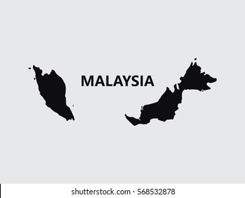 Black map of Malaysia on gray background