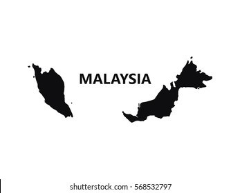 Black map of Malaysia on white background
