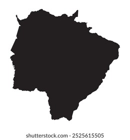 Mapa negro del estado de Mato Grosso do Sul aislado sobre fondo blanco. Ilustración vectorial