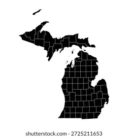 Schwarze Karte von Michigan einzeln auf weißem Hintergrund. Vektorgrafik