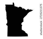 Black map of Minnesota isolated on white background. Vector illustration