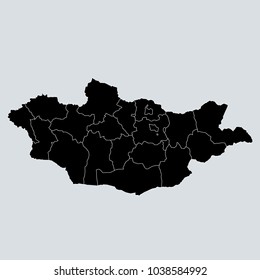 Black map of Mongolia