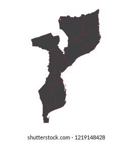black map of Mozambique