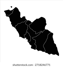 Mapa negro da região econômica de Naquichevão com sua divisão administrativa isolada sobre fundo branco. Ilustração vetorial