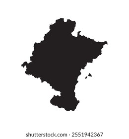 Mapa preto de Navarra isolado no fundo branco. Ilustração vetorial