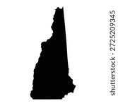 Black map of New Hampshire isolated on white background. Vector illustration