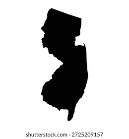 Schwarze Karte von New Jersey einzeln auf weißem Hintergrund. Vektorgrafik