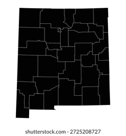 Black map of New Mexico isolated on white background. Vector illustration