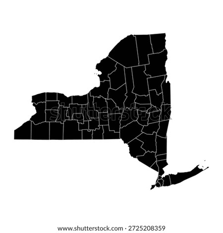 Black map of New York isolated on white background. Vector illustration