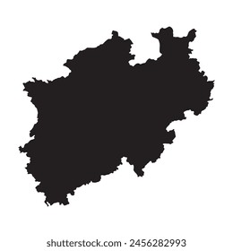 Mapa negro de Renania del Norte-Westfalia aislado sobre fondo blanco. Ilustración vectorial