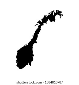 Black Map of Norway isolated on a white background. Black silhouette country. Vector illustration