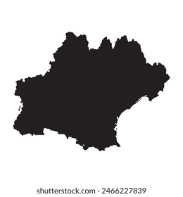 Mapa negro de la provincia de Occitania. Ilustración vectorial