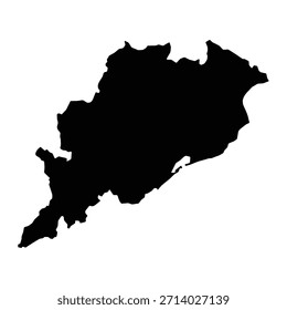 Black map of Odisha isolated on white background. Vector illustration
