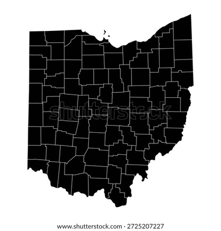 Black map of Ohio isolated on white background. Vector illustration