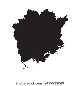 Black map of Okayama prefecture isolated on white background. Vector illustration