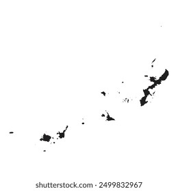 Mapa negro de la prefectura de Okinawa aislado sobre fondo blanco. Ilustración vectorial