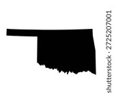 Black map of Oklahoma isolated on white background. Vector illustration