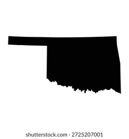 Black map of Oklahoma isolated on white background. Vector illustration