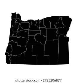Black map of Oregon isolated on white background. Vector illustration