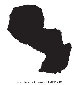 black map of Paraguay