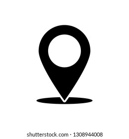 Black Map pin icon isolated on white background. Pointer symbol. Location sign. Navigation map, gps, direction, place, compass, contact, search concept. Vector Illustration