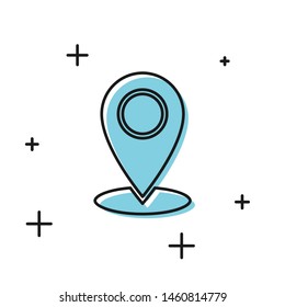 Black Map pin icon isolated on white background. Navigation, pointer, location, map, gps, direction, place, compass, contact, search concept.  Vector Illustration