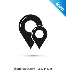 Black Map pin icon isolated on white background. Navigation, pointer, location, map, gps, direction, place, compass, contact, search concept.  Vector Illustration