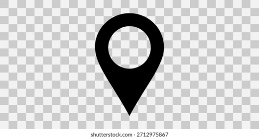 Icono negro del alfiler del mapa en fondo transparente