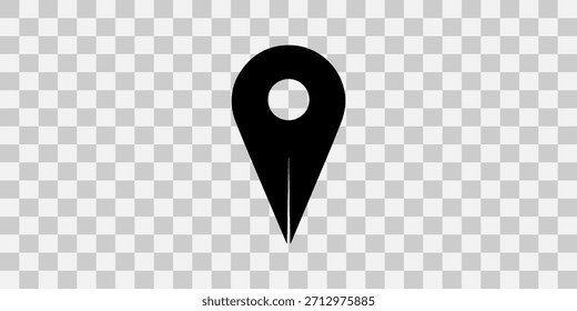 Icono negro del alfiler del mapa en fondo transparente